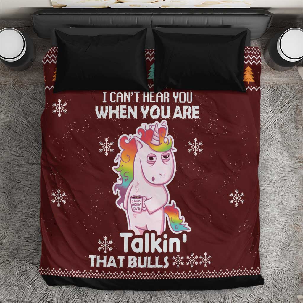 Cant Hear You Unicorn Christmas Bedding Set - Wonder Print Shop