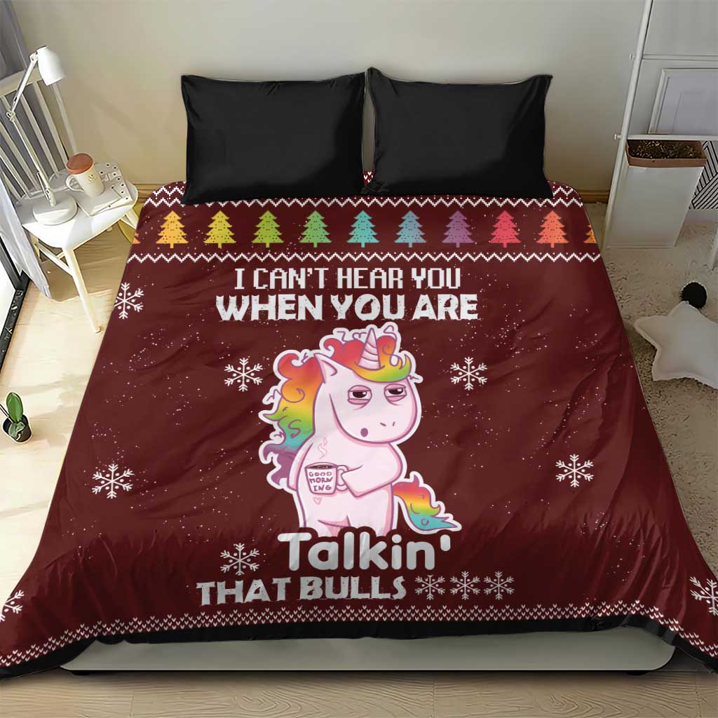Cant Hear You Unicorn Christmas Bedding Set - Wonder Print Shop