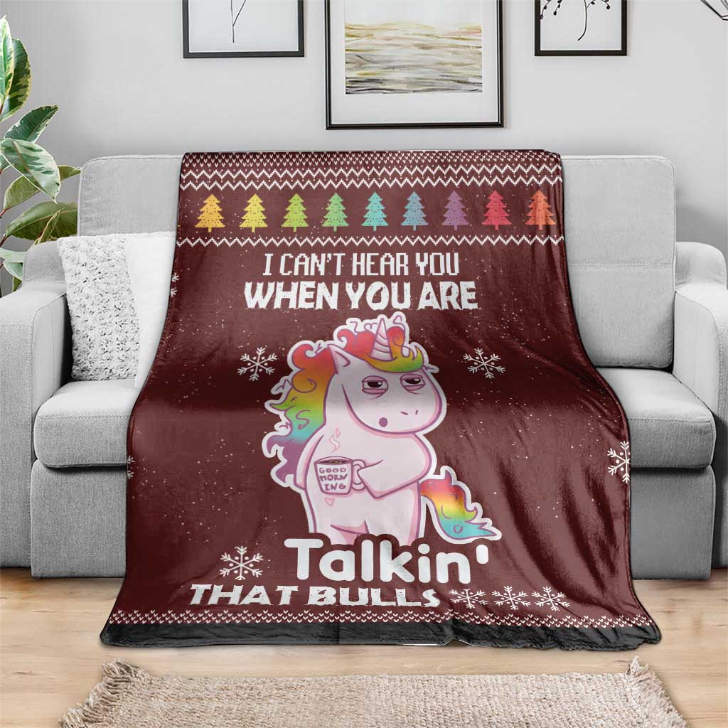 Cant Hear You Unicorn Christmas Blanket