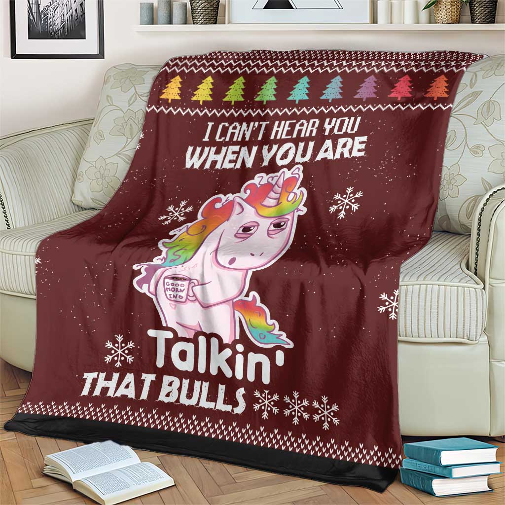 Cant Hear You Unicorn Christmas Blanket