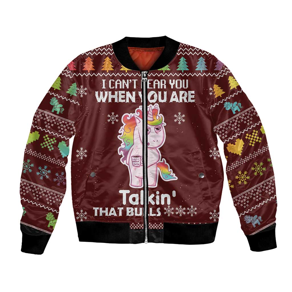 Cant Hear You Unicorn Christmas Bomber Jacket - Wonder Print Shop