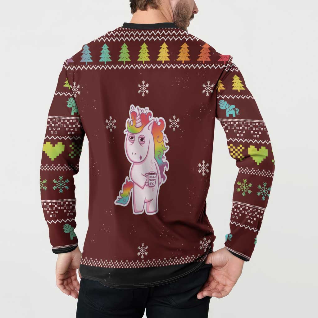 Cant Hear You Unicorn Christmas Button Sweatshirt - Wonder Print Shop