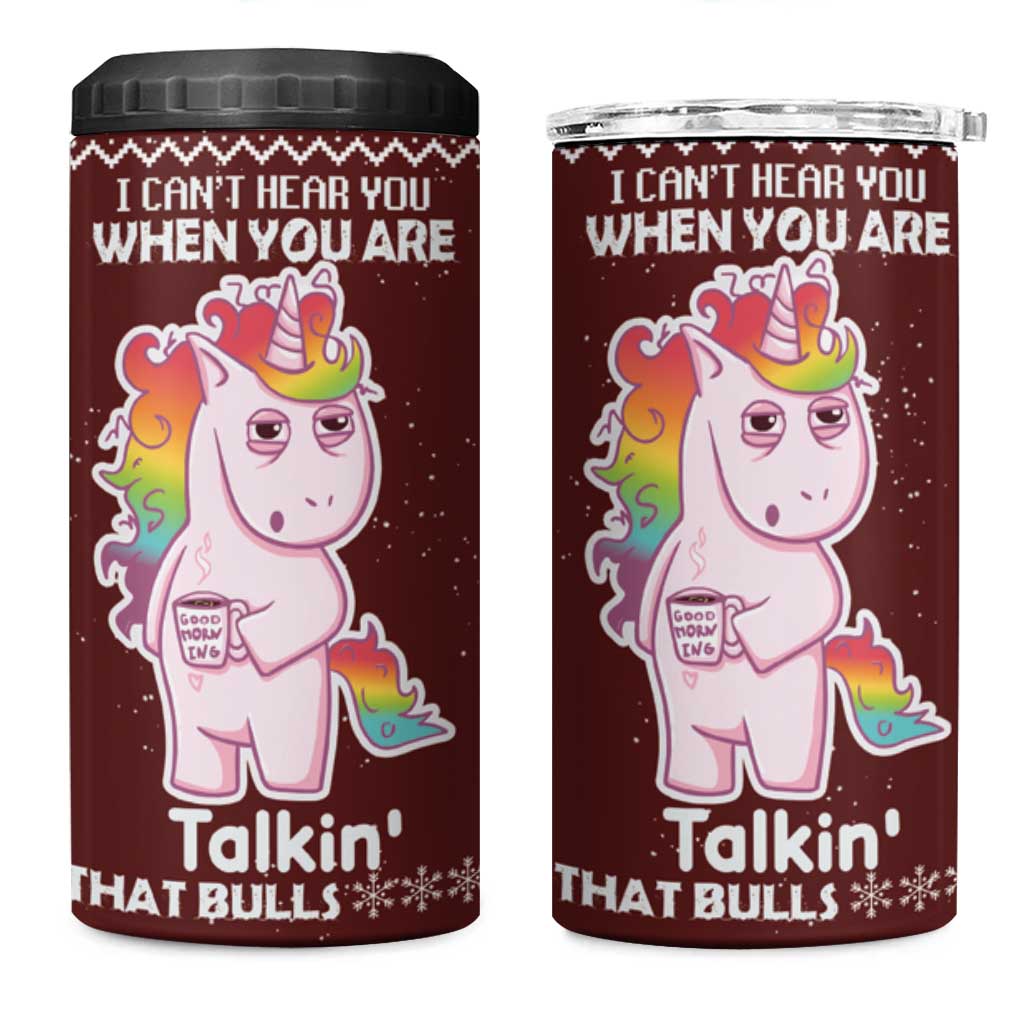 Cant Hear You Unicorn Christmas 4 in 1 Can Cooler Tumbler - Wonder Print Shop