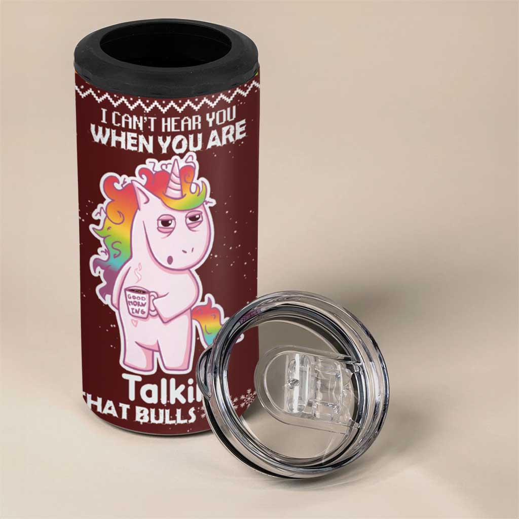 Cant Hear You Unicorn Christmas 4 in 1 Can Cooler Tumbler - Wonder Print Shop