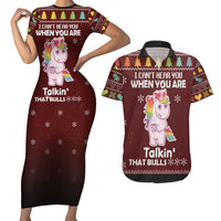 Cant Hear You Unicorn Christmas Couples Matching Short Sleeve Bodycon Dress and Hawaiian Shirt - Wonder Print Shop