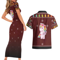 Cant Hear You Unicorn Christmas Couples Matching Short Sleeve Bodycon Dress and Hawaiian Shirt - Wonder Print Shop