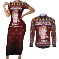 Cant Hear You Unicorn Christmas Couples Matching Short Sleeve Bodycon Dress and Long Sleeve Button Shirt - Wonder Print Shop