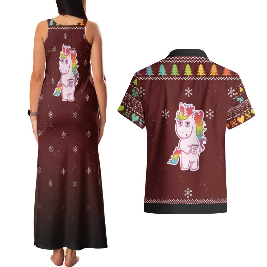 Cant Hear You Unicorn Christmas Couples Matching Tank Maxi Dress and Hawaiian Shirt - Wonder Print Shop