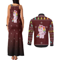 Cant Hear You Unicorn Christmas Couples Matching Tank Maxi Dress and Long Sleeve Button Shirt - Wonder Print Shop