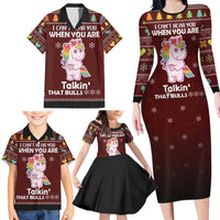 Cant Hear You Unicorn Christmas Family Matching Long Sleeve Bodycon Dress and Hawaiian Shirt - Wonder Print Shop