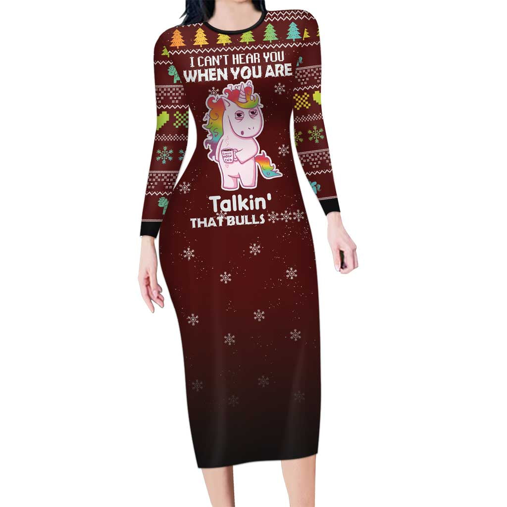 Cant Hear You Unicorn Christmas Family Matching Long Sleeve Bodycon Dress and Hawaiian Shirt - Wonder Print Shop
