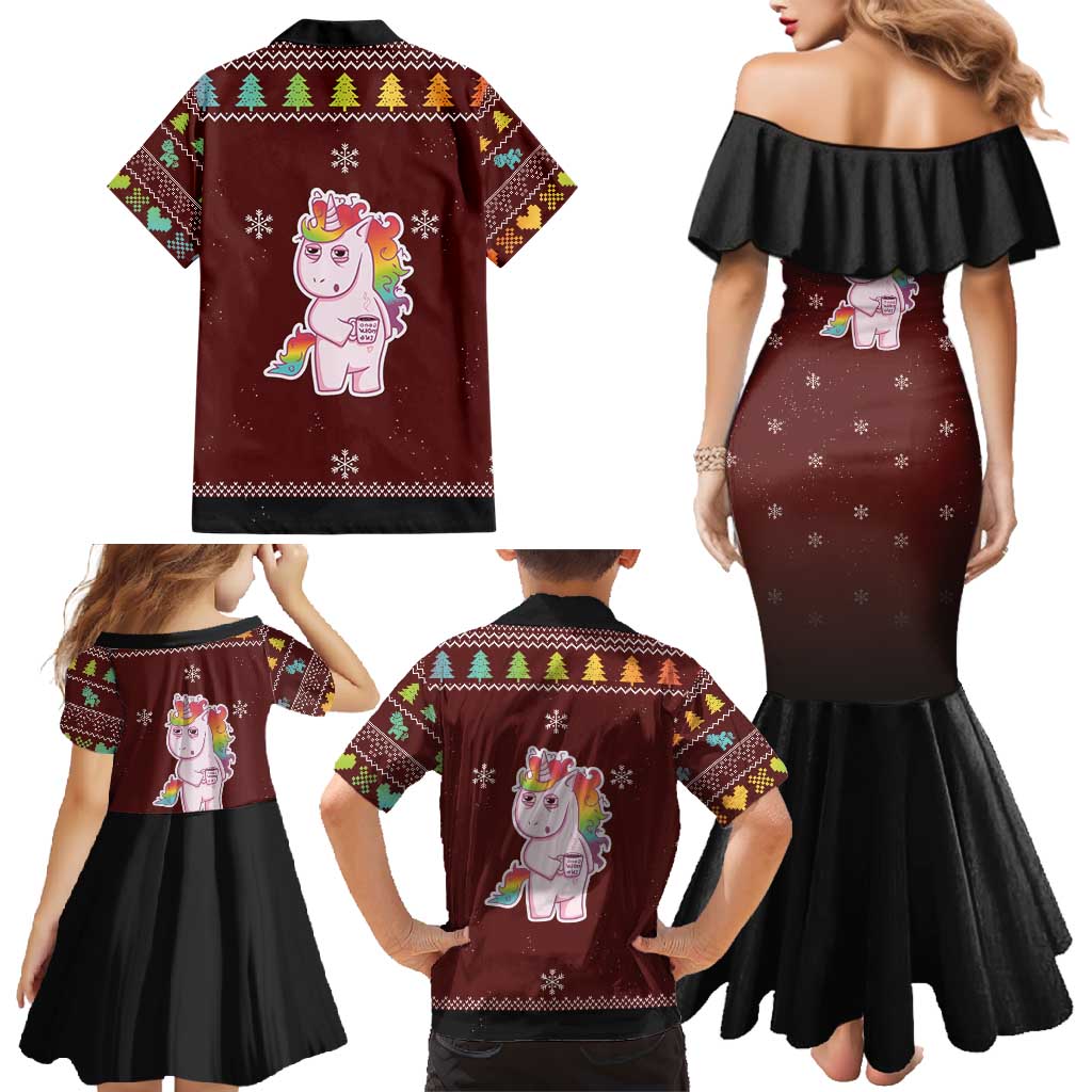 Cant Hear You Unicorn Christmas Family Matching Mermaid Dress and Hawaiian Shirt - Wonder Print Shop