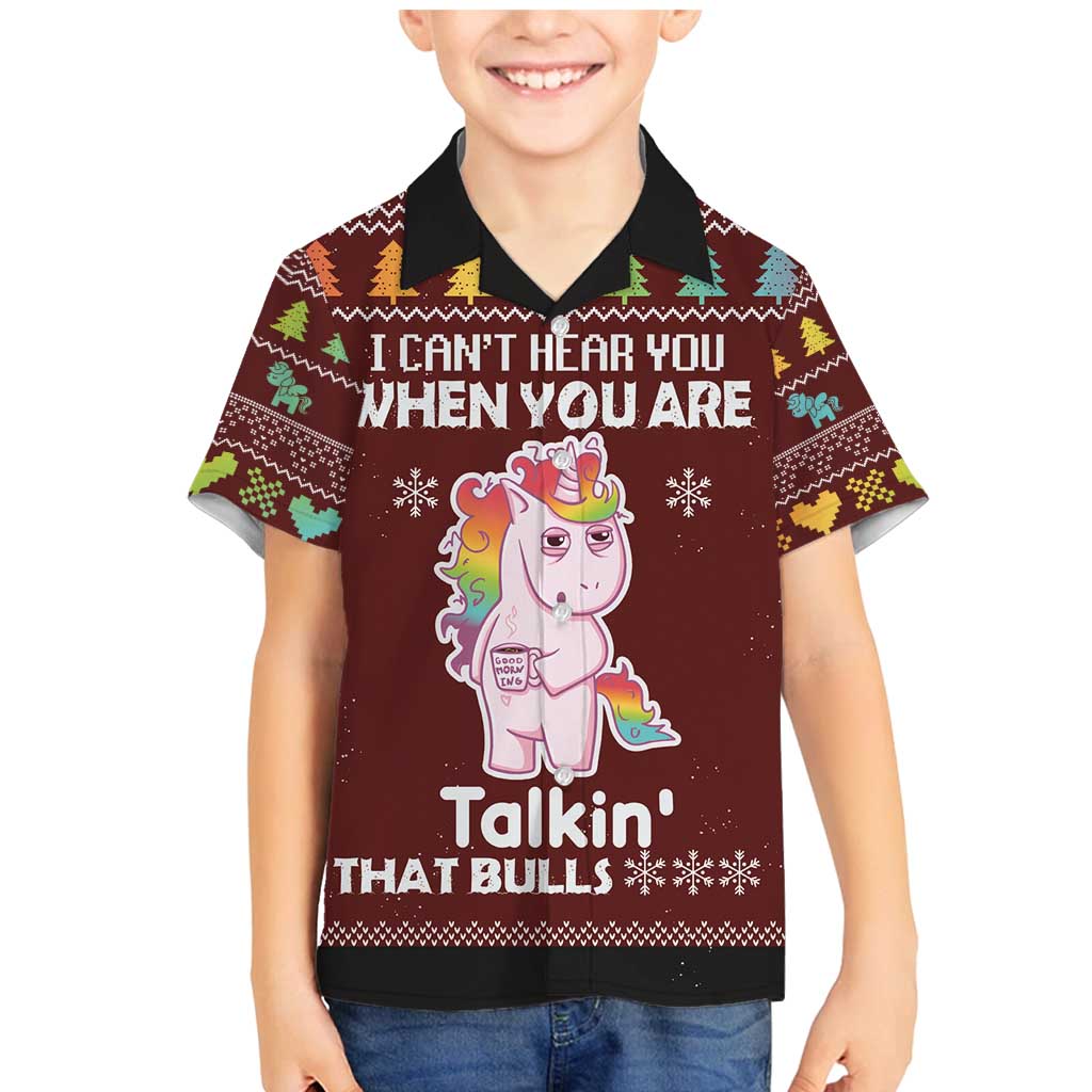 Cant Hear You Unicorn Christmas Family Matching Mermaid Dress and Hawaiian Shirt - Wonder Print Shop