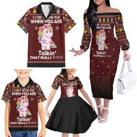 Cant Hear You Unicorn Christmas Family Matching Off The Shoulder Long Sleeve Dress and Hawaiian Shirt - Wonder Print Shop