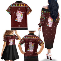 Cant Hear You Unicorn Christmas Family Matching Off The Shoulder Long Sleeve Dress and Hawaiian Shirt - Wonder Print Shop