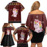 Cant Hear You Unicorn Christmas Family Matching Off Shoulder Short Dress and Hawaiian Shirt - Wonder Print Shop