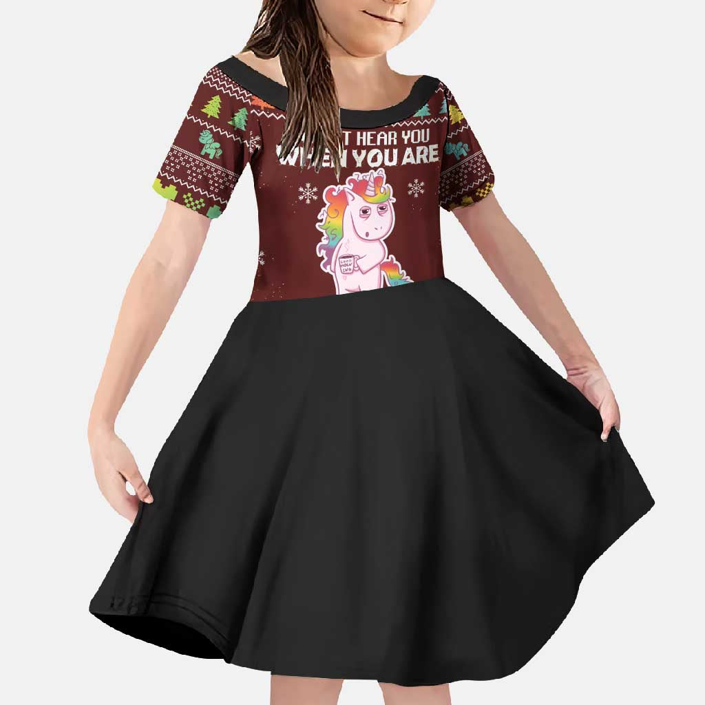 Cant Hear You Unicorn Christmas Family Matching Short Sleeve Bodycon Dress and Hawaiian Shirt - Wonder Print Shop