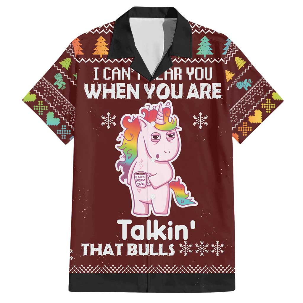 Cant Hear You Unicorn Christmas Family Matching Short Sleeve Bodycon Dress and Hawaiian Shirt - Wonder Print Shop