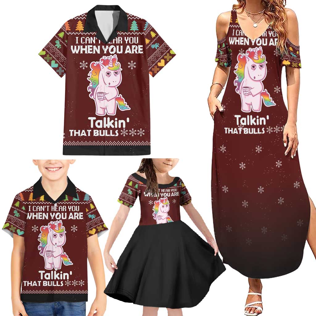 Cant Hear You Unicorn Christmas Family Matching Summer Maxi Dress and Hawaiian Shirt - Wonder Print Shop
