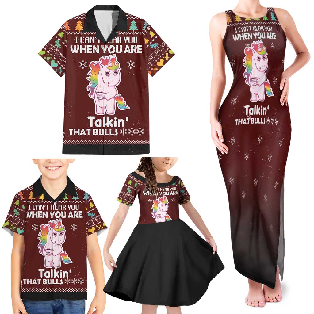 Cant Hear You Unicorn Christmas Family Matching Tank Maxi Dress and Hawaiian Shirt - Wonder Print Shop