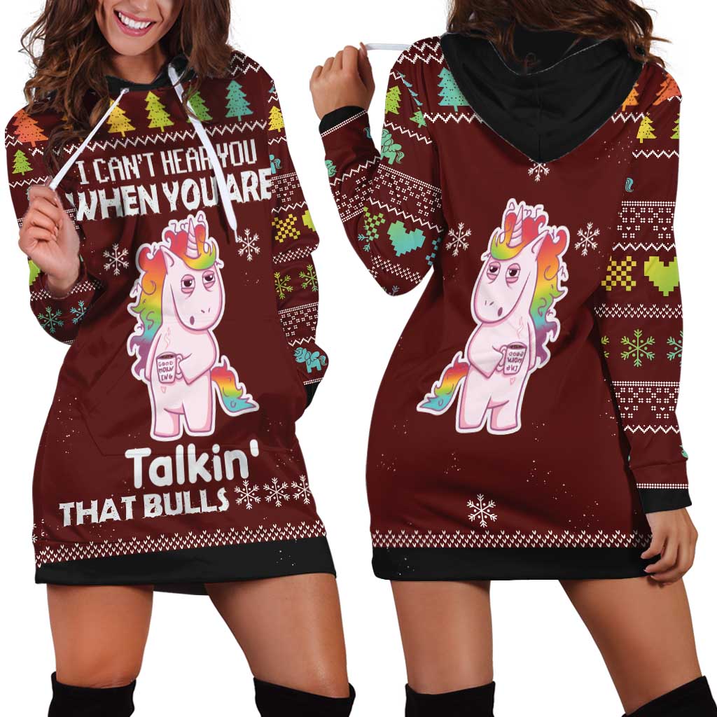 Cant Hear You Unicorn Christmas Hoodie Dress - Wonder Print Shop