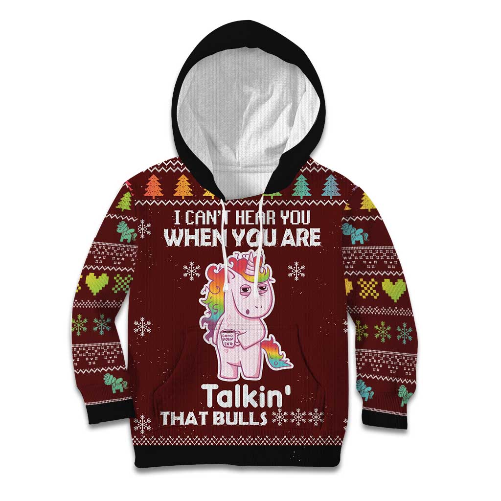 Cant Hear You Unicorn Christmas Kid Hoodie - Wonder Print Shop