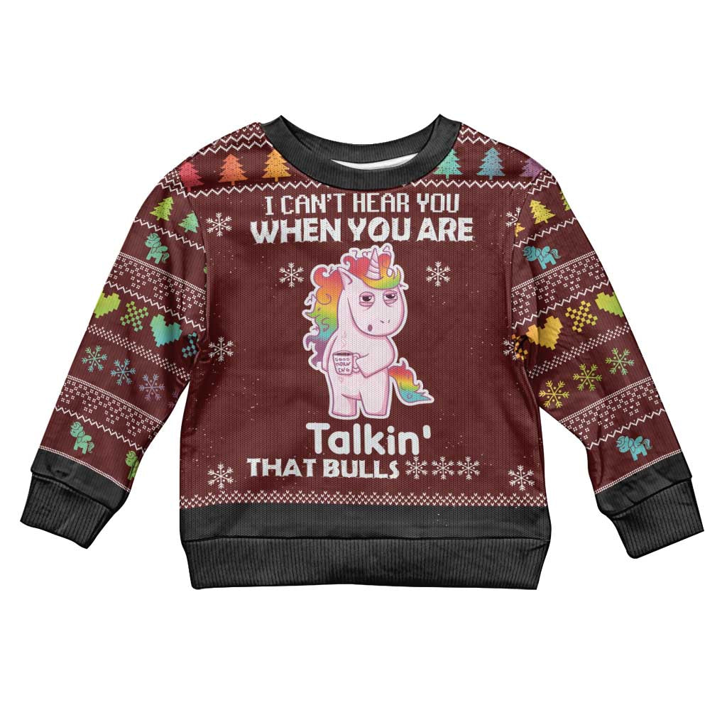 Cant Hear You Unicorn Christmas Kid Ugly Christmas Sweater - Wonder Print Shop