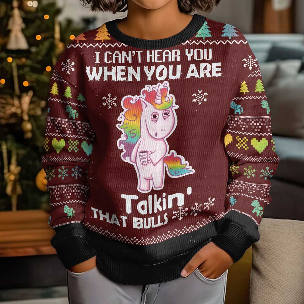 Cant Hear You Unicorn Christmas Kid Ugly Christmas Sweater - Wonder Print Shop