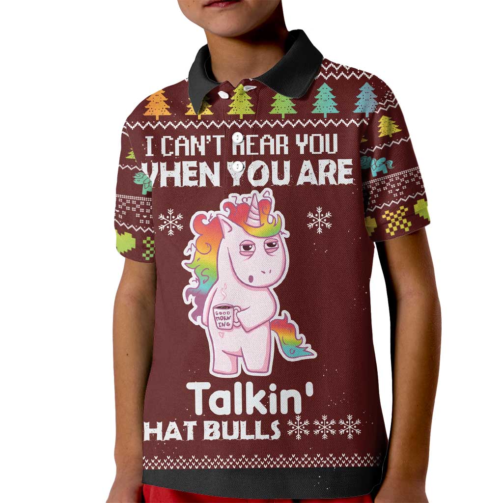 Cant Hear You Unicorn Christmas Kid Polo Shirt - Wonder Print Shop