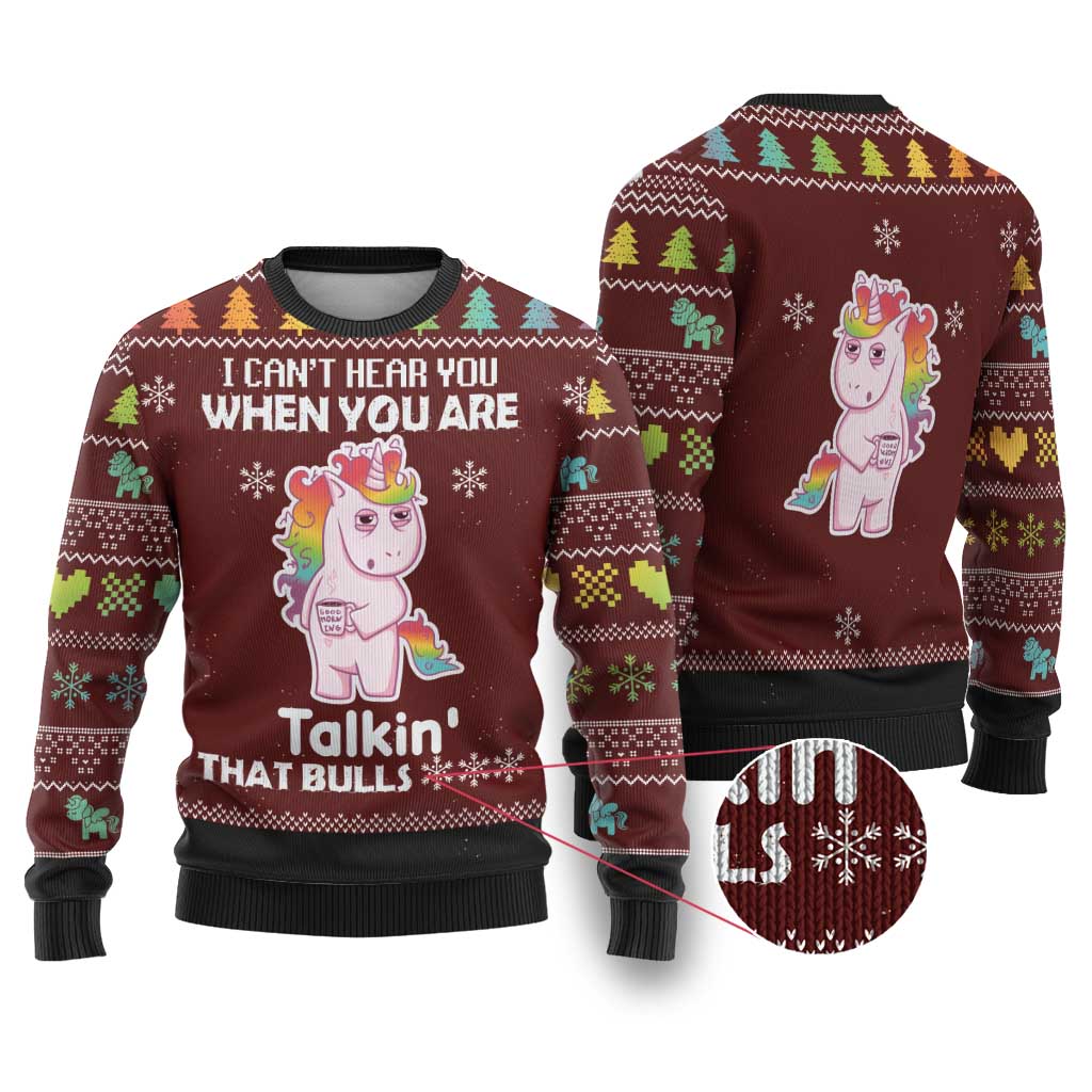 Cant Hear You Unicorn Christmas Ugly Christmas Sweater - Wonder Print Shop