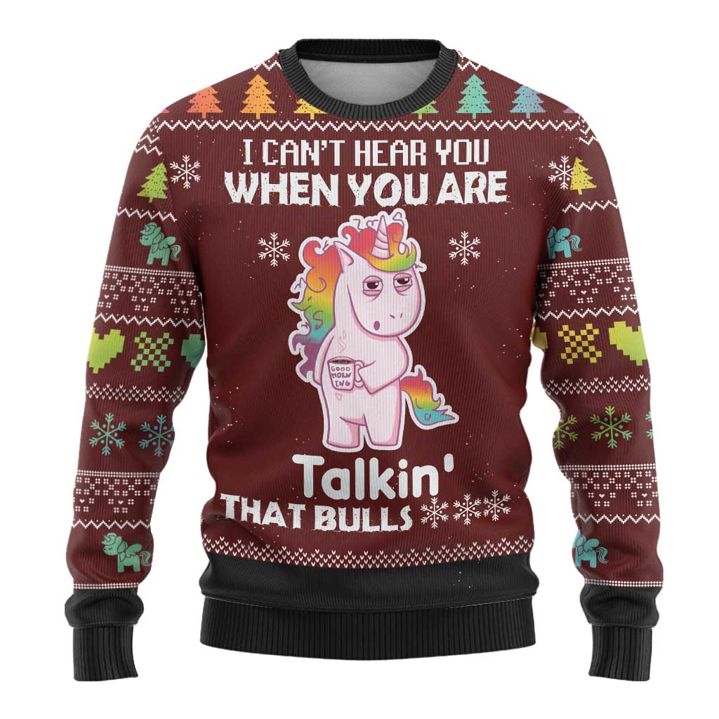 Cant Hear You Unicorn Christmas Ugly Christmas Sweater - Wonder Print Shop