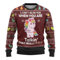 Cant Hear You Unicorn Christmas Ugly Christmas Sweater - Wonder Print Shop