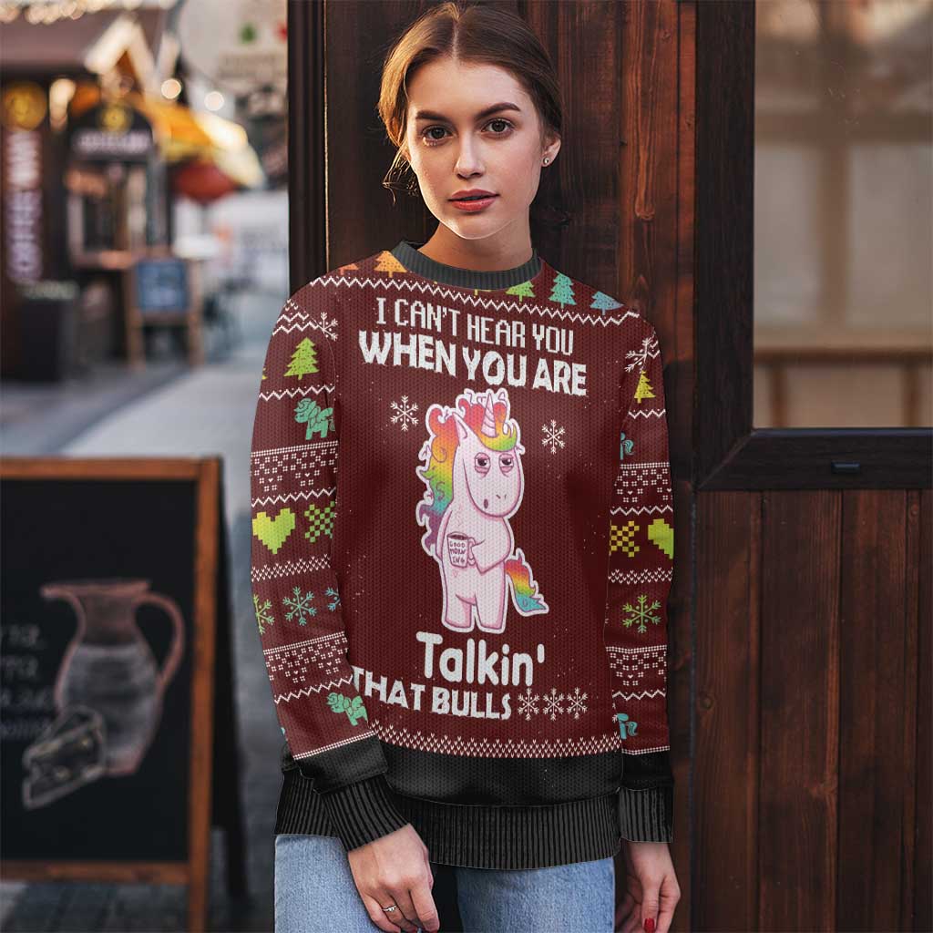 Cant Hear You Unicorn Christmas Ugly Christmas Sweater - Wonder Print Shop
