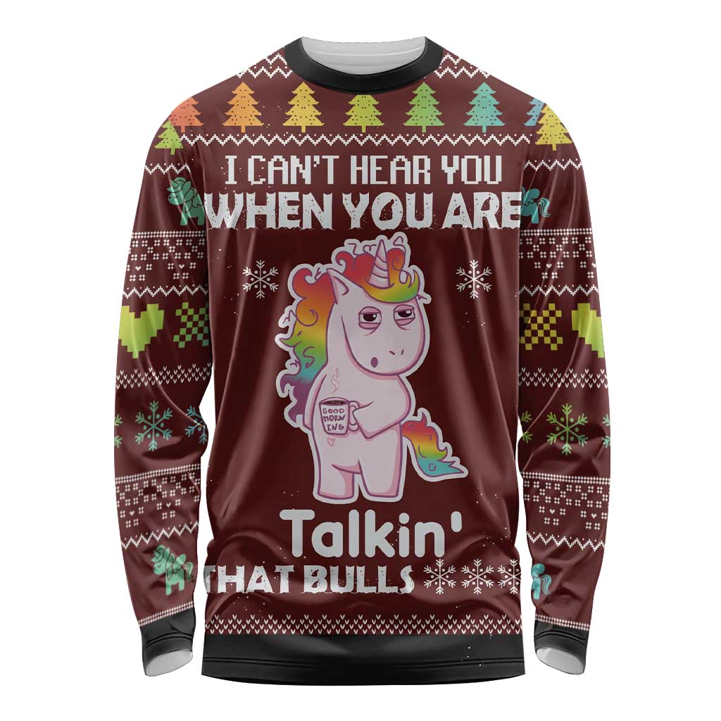 Cant Hear You Unicorn Christmas Long Sleeve Shirt - Wonder Print Shop