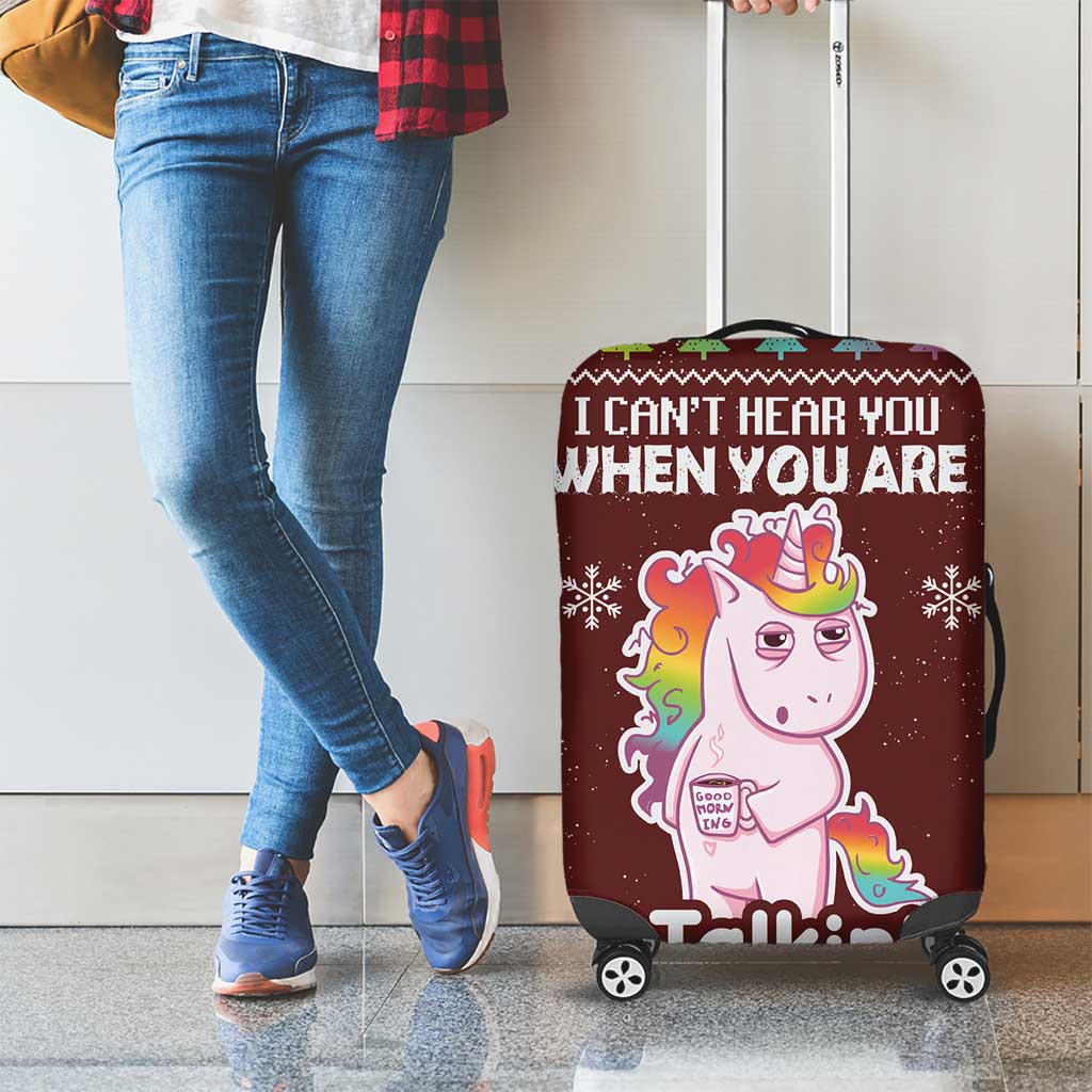 Cant Hear You Unicorn Christmas Luggage Cover - Wonder Print Shop