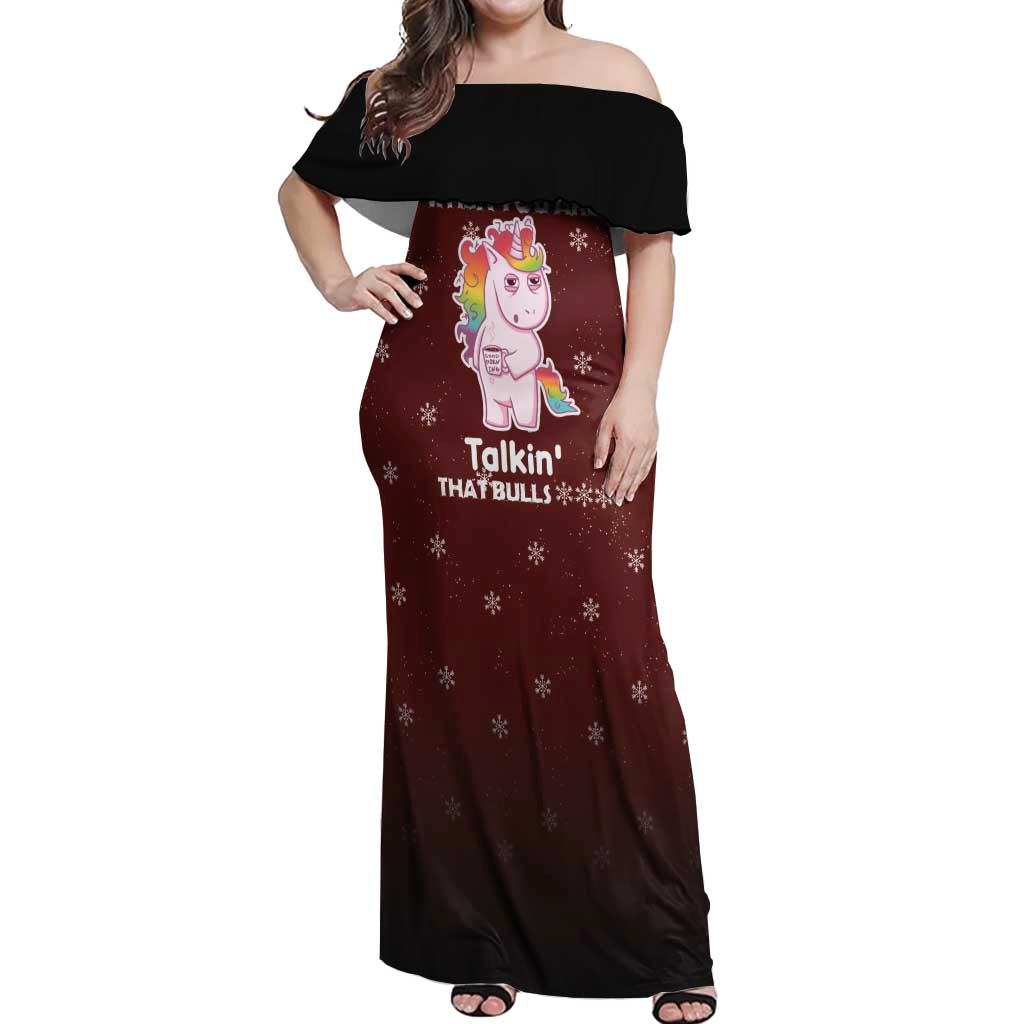 Cant Hear You Unicorn Christmas Off Shoulder Maxi Dress - Wonder Print Shop