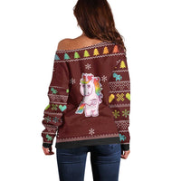 Cant Hear You Unicorn Christmas Off Shoulder Sweater - Wonder Print Shop