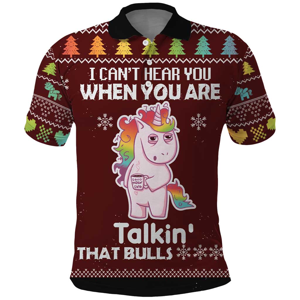 Cant Hear You Unicorn Christmas Polo Shirt - Wonder Print Shop