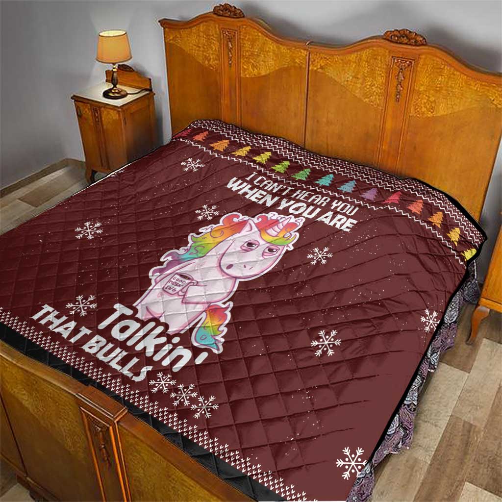 Cant Hear You Unicorn Christmas Quilt - Wonder Print Shop