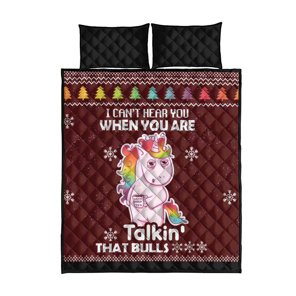 Cant Hear You Unicorn Christmas Quilt Bed Set - Wonder Print Shop