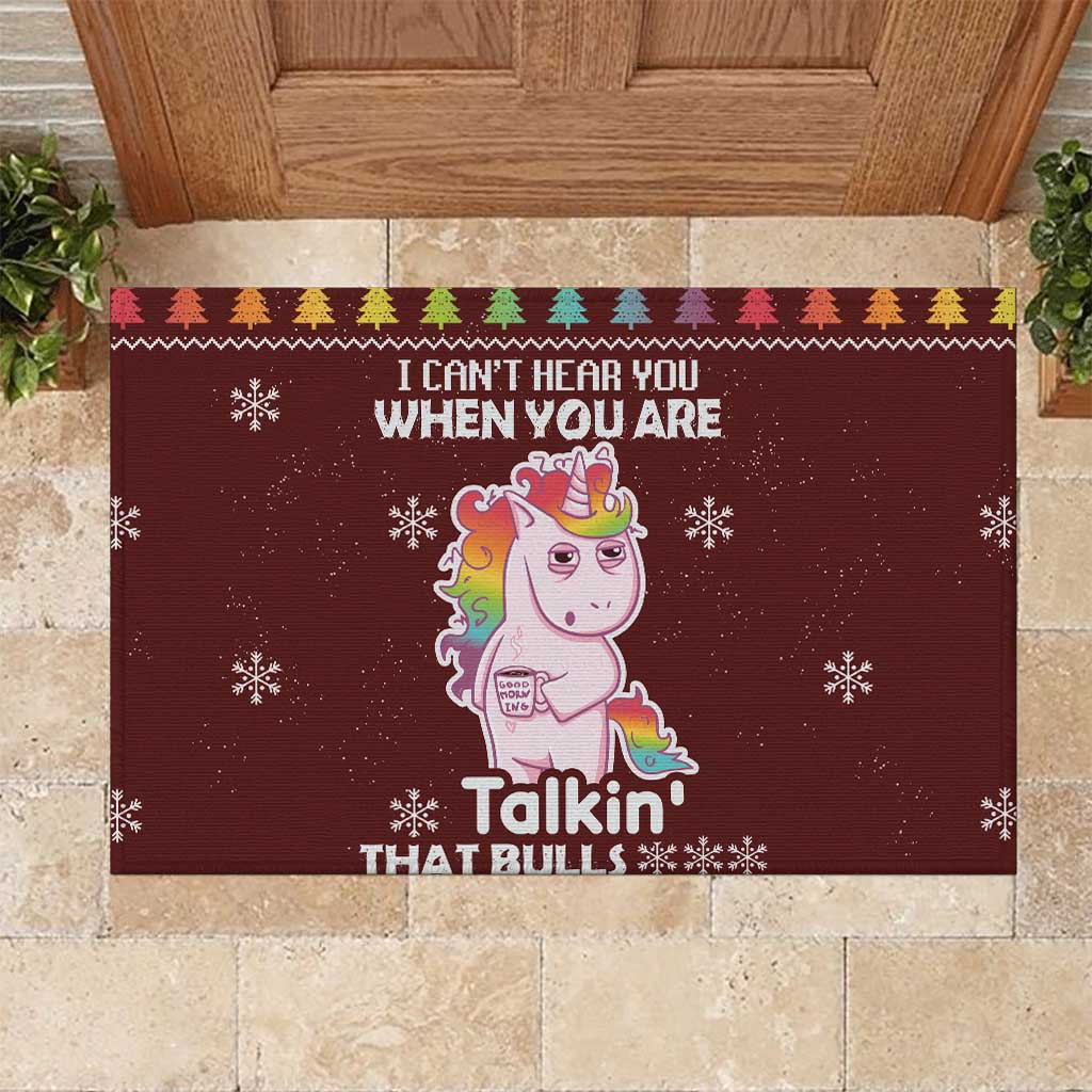 Cant Hear You Unicorn Christmas Rubber Doormat - Wonder Print Shop