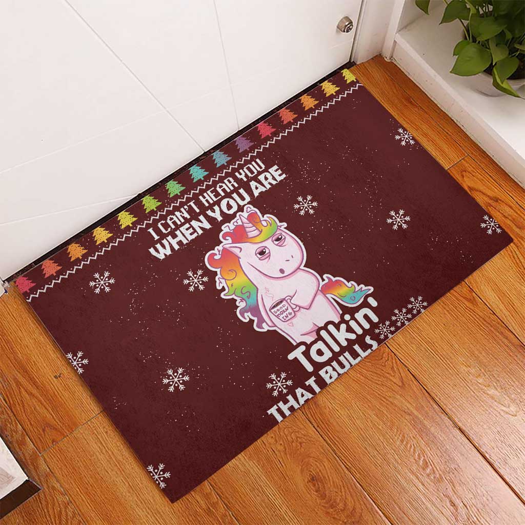 Cant Hear You Unicorn Christmas Rubber Doormat - Wonder Print Shop