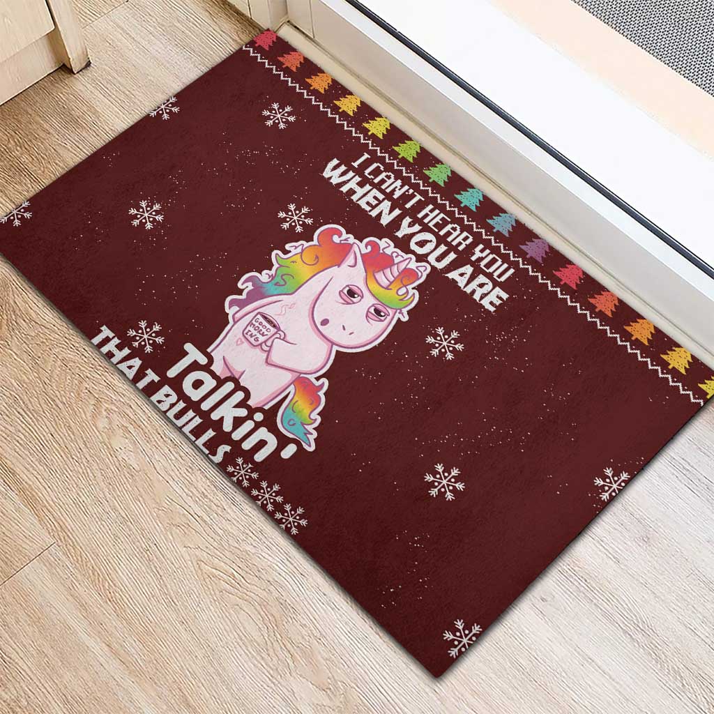 Cant Hear You Unicorn Christmas Rubber Doormat - Wonder Print Shop