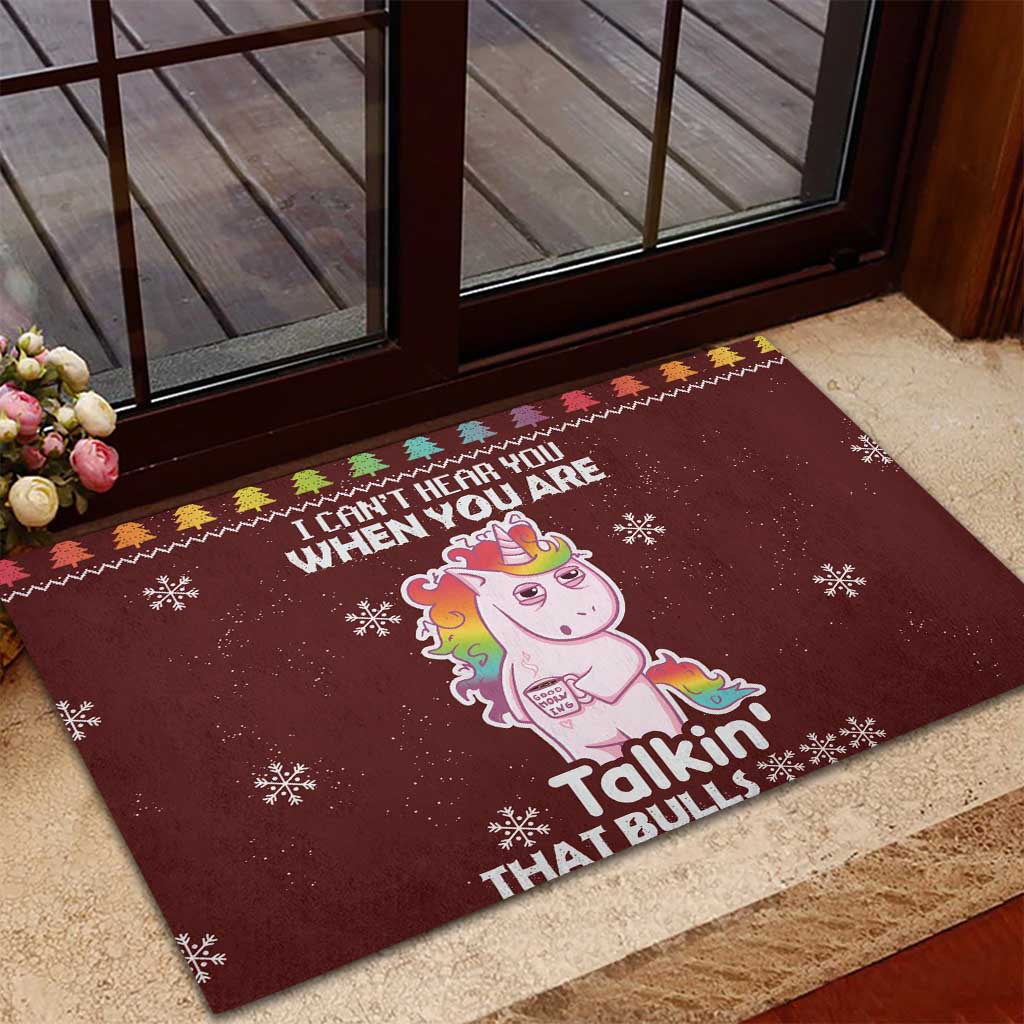 Cant Hear You Unicorn Christmas Rubber Doormat - Wonder Print Shop