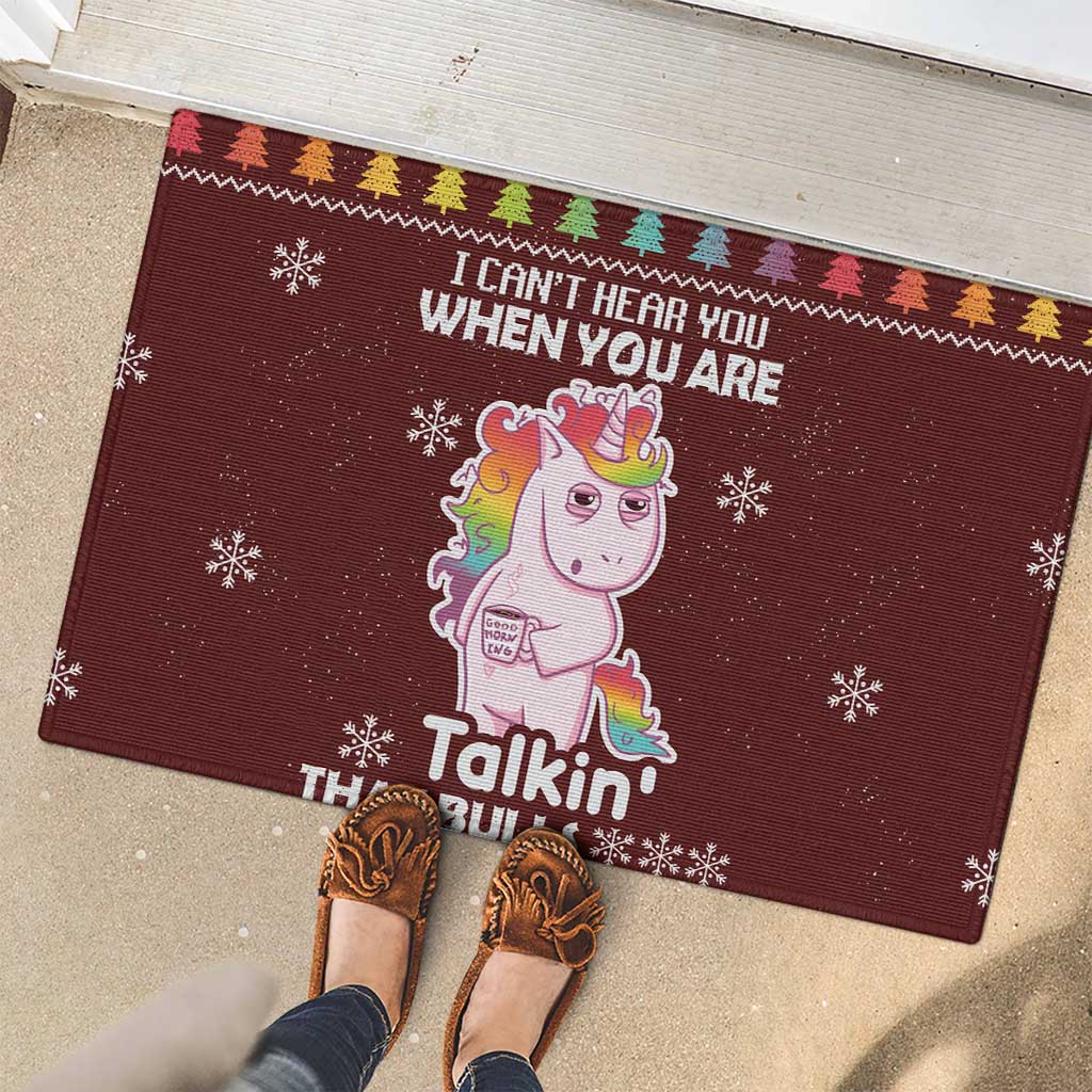 Cant Hear You Unicorn Christmas Rubber Doormat - Wonder Print Shop