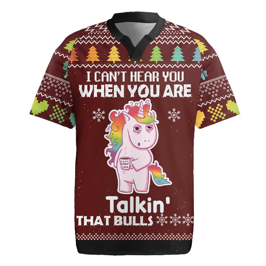 Cant Hear You Unicorn Christmas Rugby Jersey - Wonder Print Shop