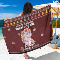 Cant Hear You Unicorn Christmas Sarong - Wonder Print Shop
