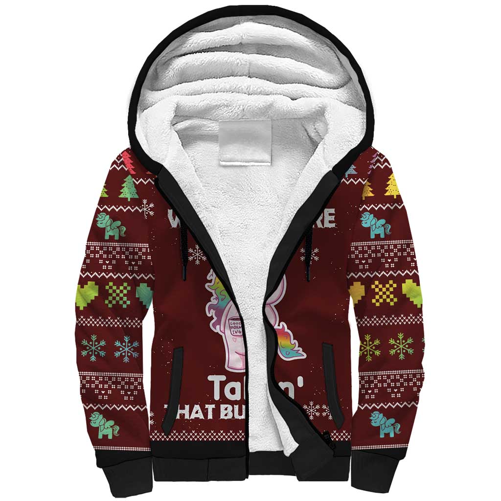 Cant Hear You Unicorn Christmas Sherpa Hoodie - Wonder Print Shop