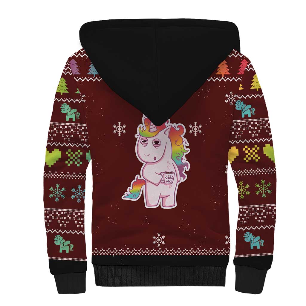 Cant Hear You Unicorn Christmas Sherpa Hoodie - Wonder Print Shop
