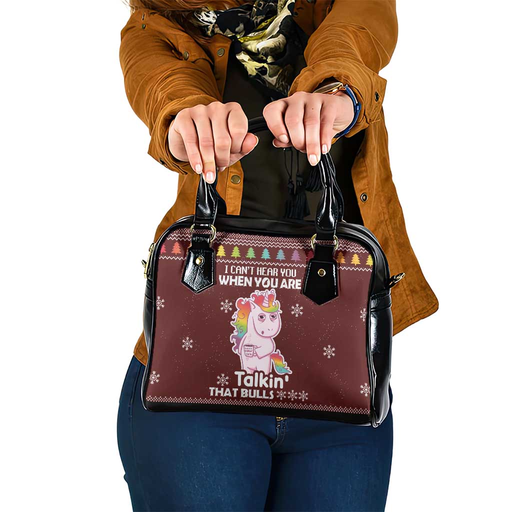 Cant Hear You Unicorn Christmas Shoulder Handbag
